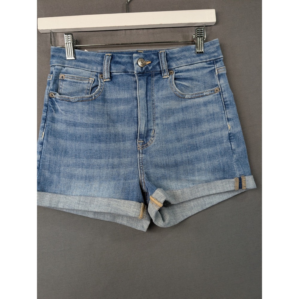 American Eagle Ne(x)t Level Stretch Denim Shorts Size 2 Blue High Rise Cuffed
